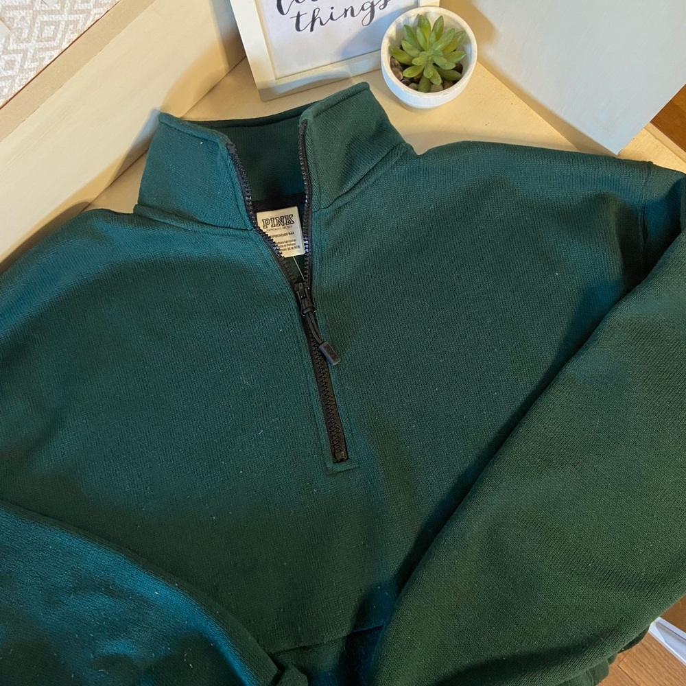 NWT PINK Quarter Zip Sweater